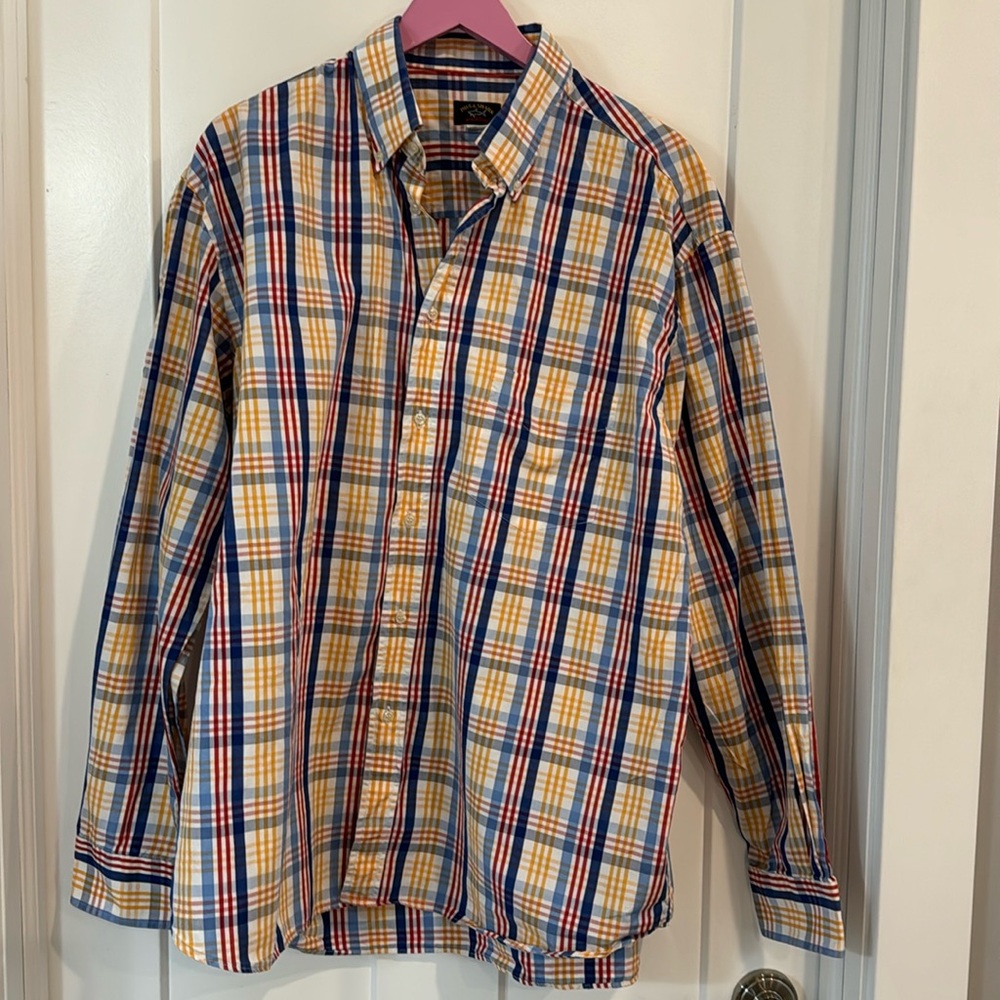 Paul and Shark button up size XXL red, blue, yellow, and white plaid